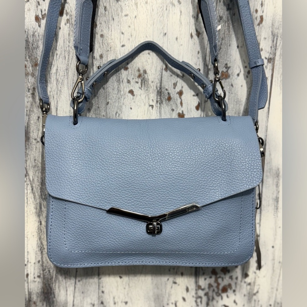 Botkier Valentina Flap Satchel in Sky Blue Pebbled Leather ~NWT